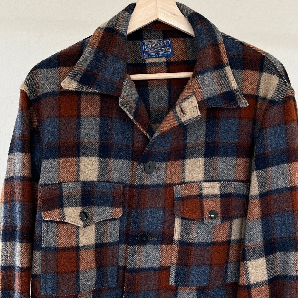 Pendleton Wool Plaid Coat Jacket Vintage Usa Medi… - image 1